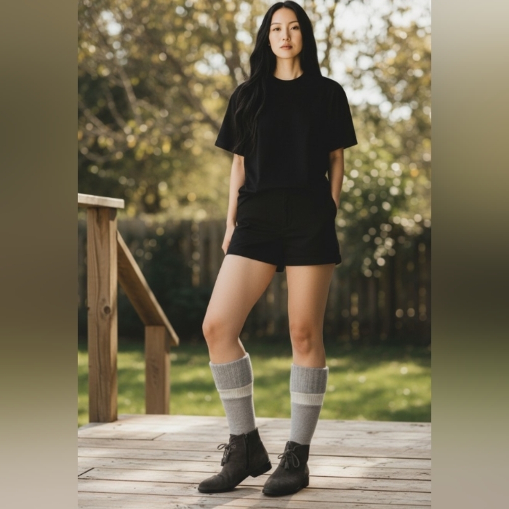 100% Cashmere Socks: Gray And Cream/ Handcrafted SOLD